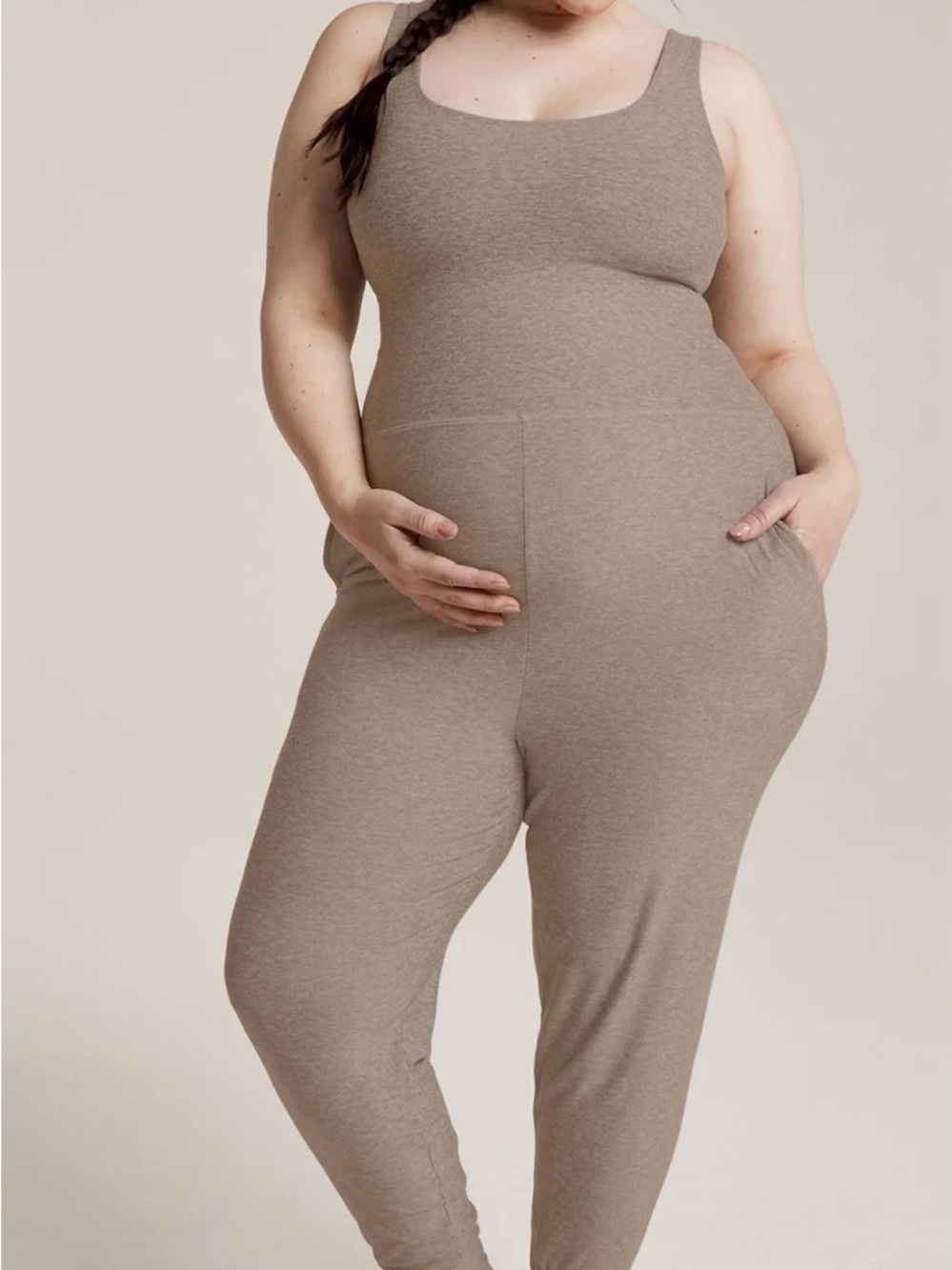 Sleeveless Scoop-Neck Maternity Jumpsuit